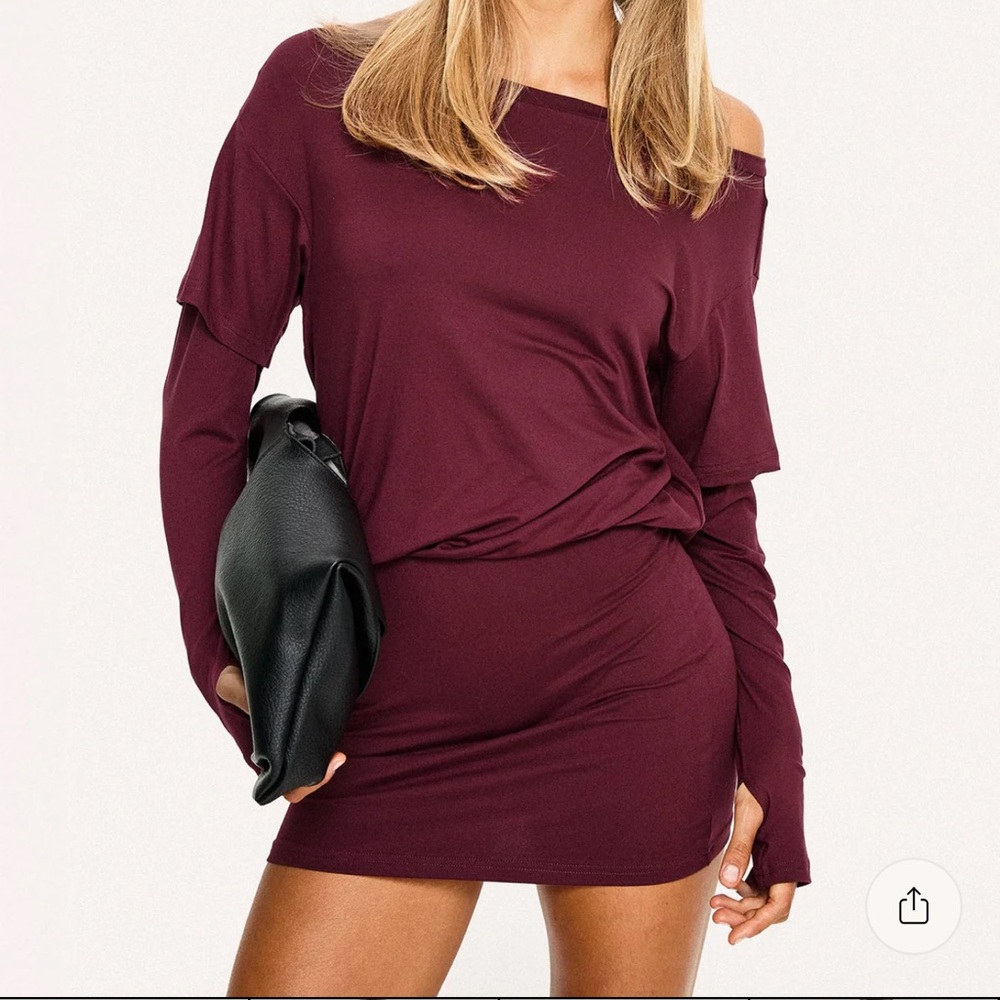 Princess Polly Burgundy Long Sleeve Dress